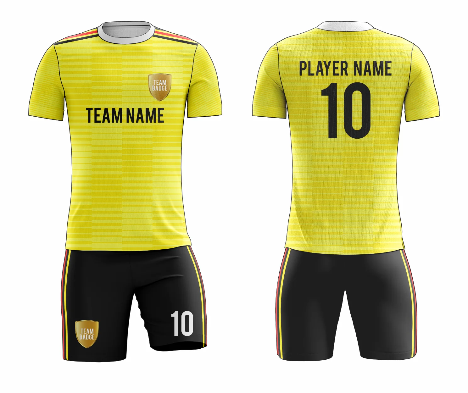 SB 12835 Yellow and Black Sublimation Custom Soccer Jersey Adult & Youth Unisex - Hipona Sports