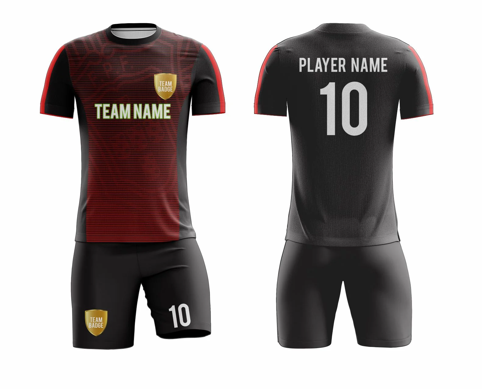 SB 1275 Black and Red Sublimation Custom Soccer Jersey Adult & Youth Unisex - Hipona Sports