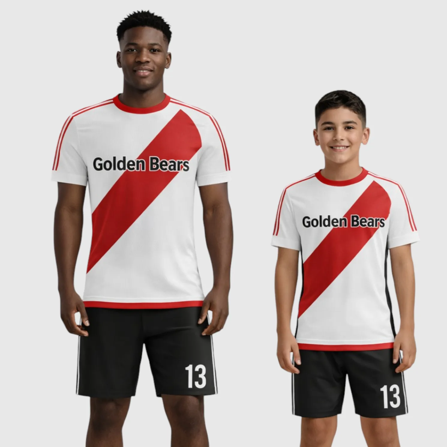 SB 12887 White, Red and Black Sublimation Custom Soccer Jersey Adult & Youth Unisex - Hipona Sports