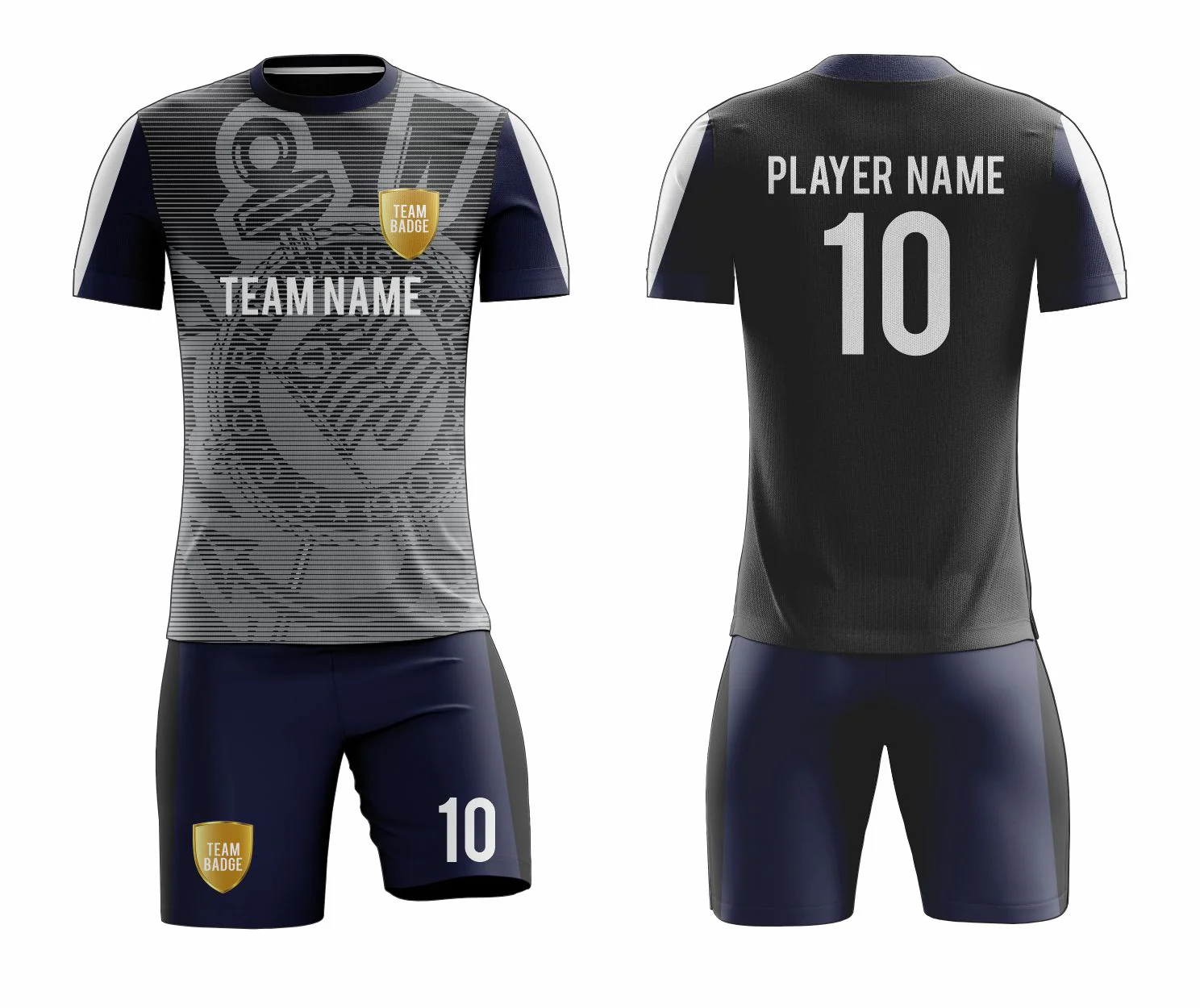 SB 12830 Black and Navy Sublimation Custom Soccer Jersey Adult & Youth Unisex - Hipona Sports