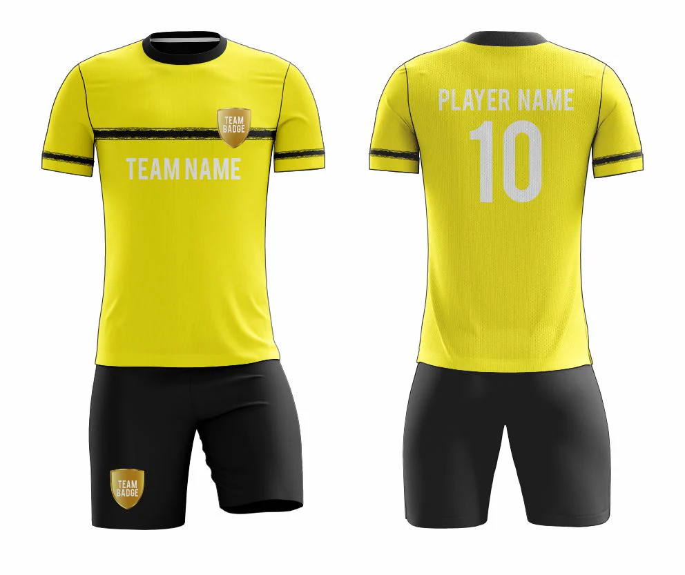 SB 12786 Yellow and Black Sublimation Custom Soccer Jersey Adult & Youth Unisex - Hipona Sports