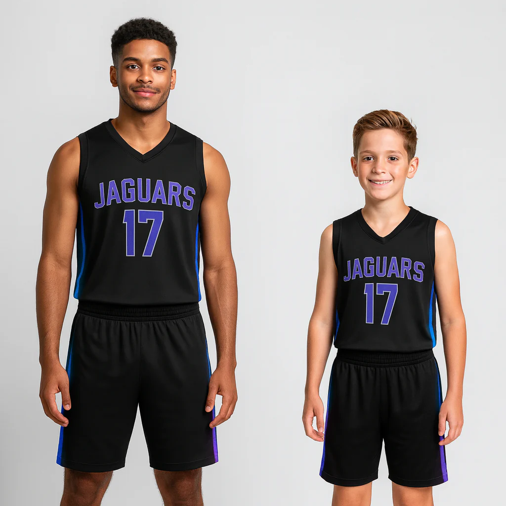 BBU-121 Black Customizable Basketball Jersey With Optional Shorts - Hipona Sports