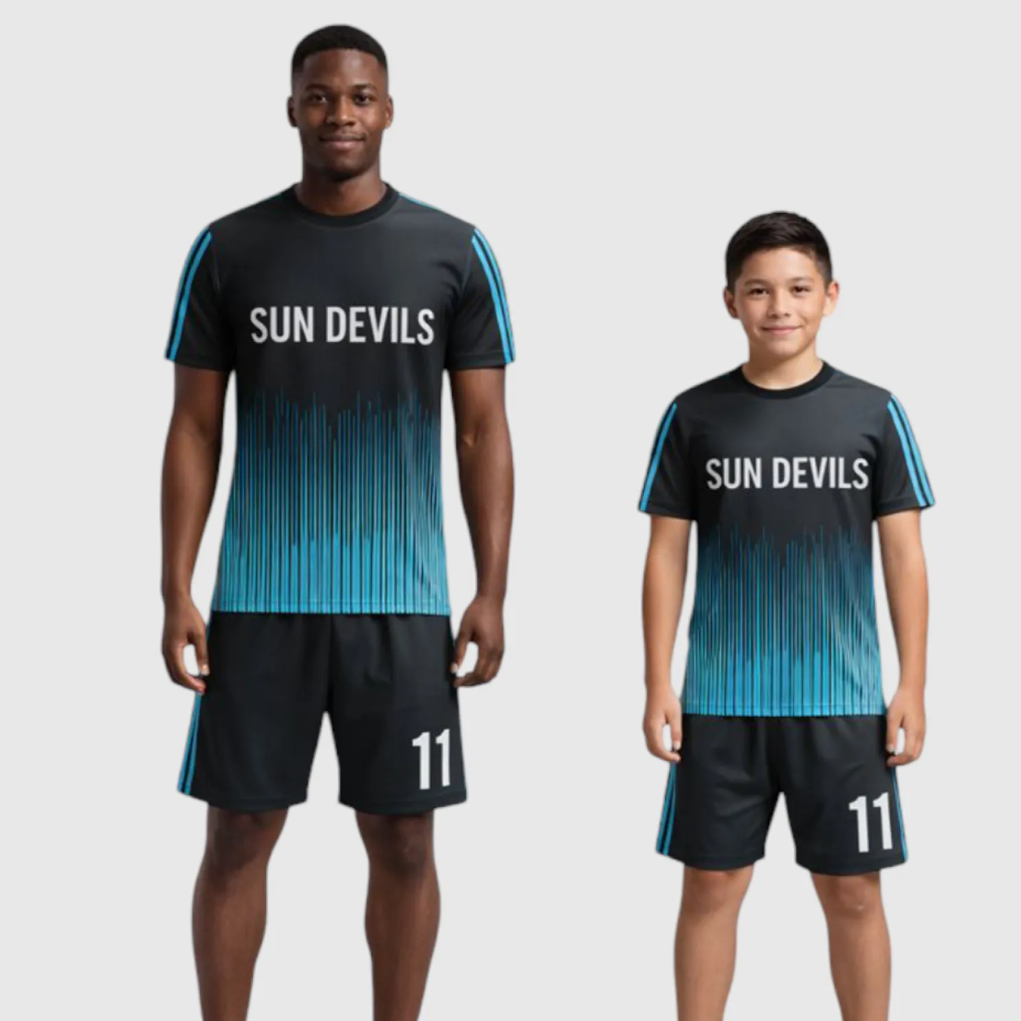 SB 1274 Black and Blue Sublimation Custom Soccer Jersey Adult & Youth Unisex - Hipona Sports