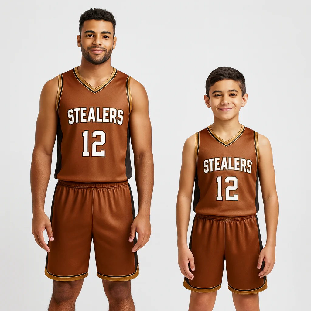 BBU-140 Brown Customizable Basketball Jersey With Optional Shorts - Hipona Sports