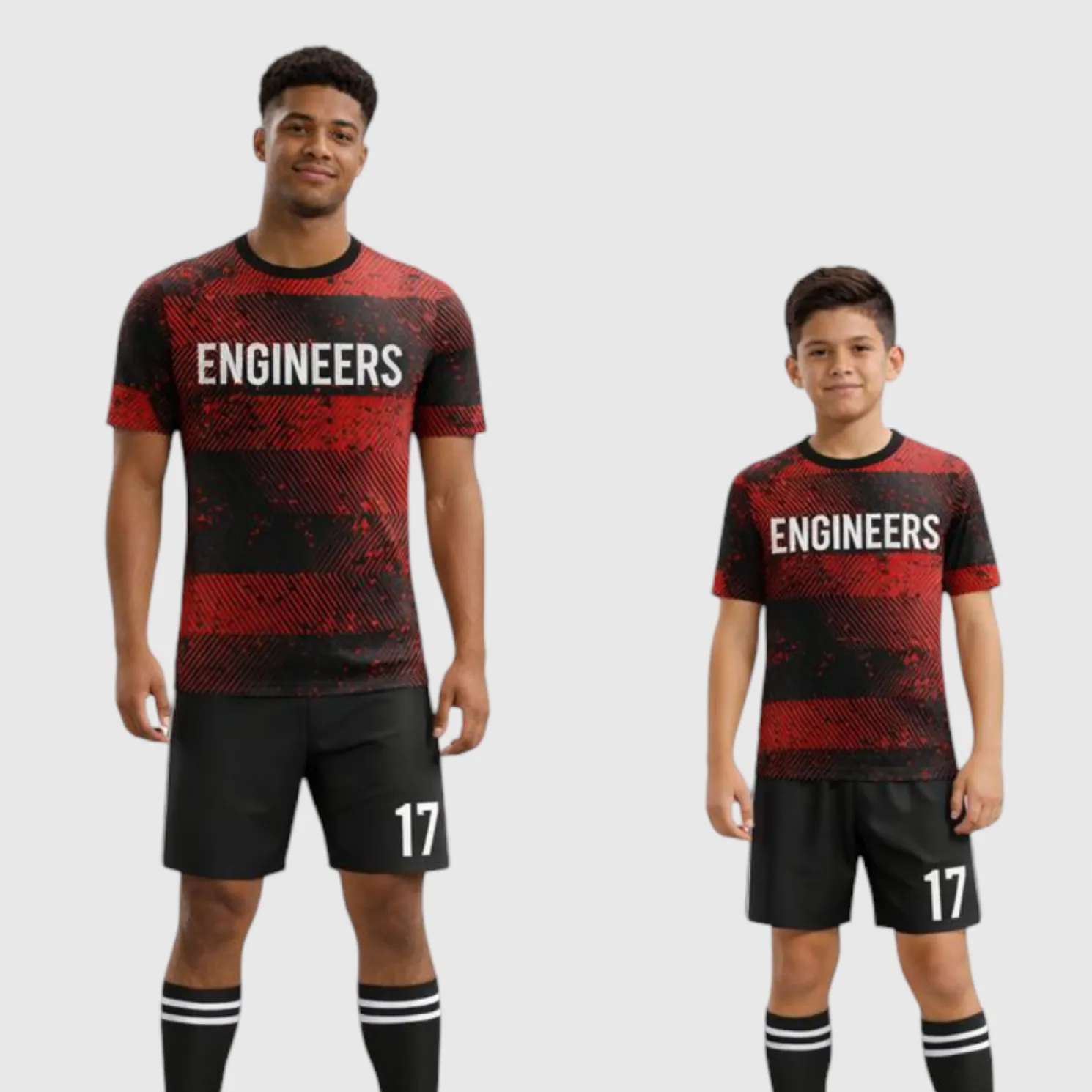SB 1201 Black/Red Sublimation Custom Soccer Jersey Adult & Youth Unisex - Hipona Sports