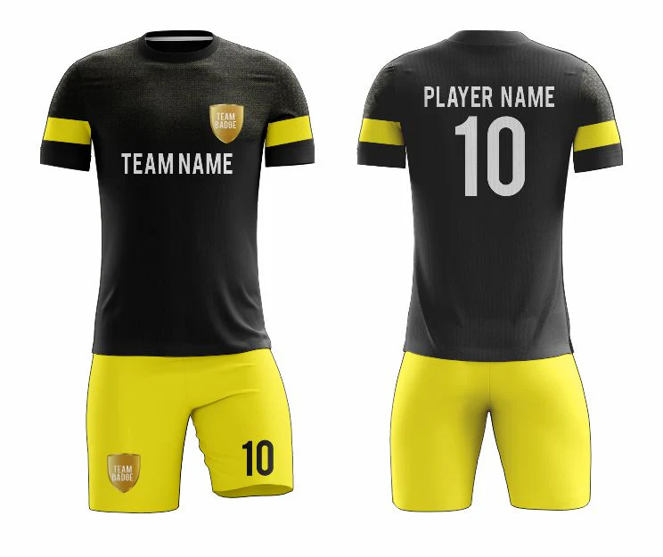 SB 12903 Black and Yellow Sublimation Custom Soccer Jersey Adult & Youth Unisex - Hipona Sports