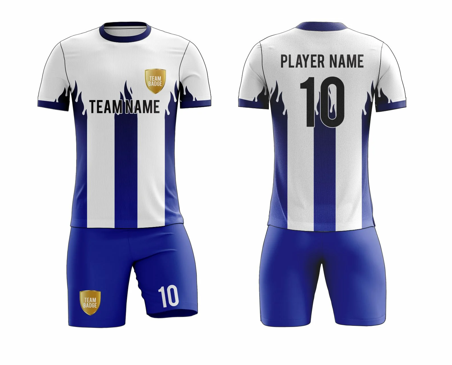 SB 12826 White and Blue Sublimation Custom Soccer Jersey Adult & Youth Unisex - Hipona Sports