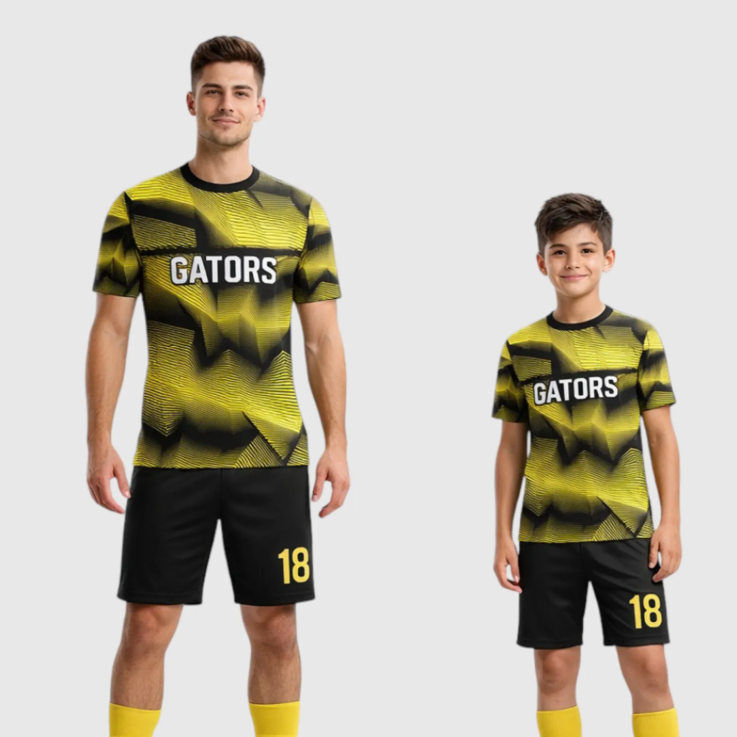 SB 12825 Black and Yellow Sublimation Custom Soccer Jersey Adult & Youth Unisex - Hipona Sports