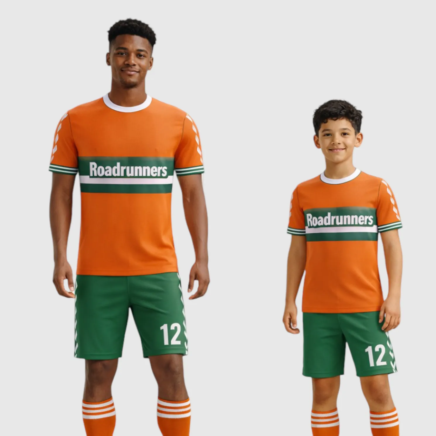 SB 1171 Orange/Green Sublimation Custom Soccer Jersey Adult & Youth Unisex - Hipona Sports