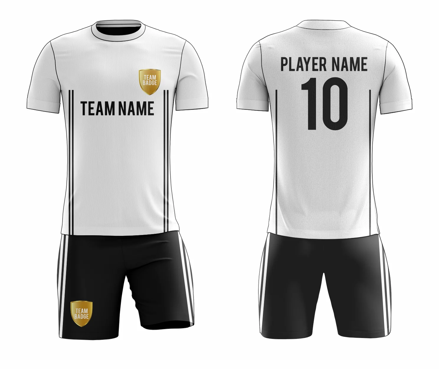 SB 12875 White and Black Sublimation Custom Soccer Jersey Adult & Youth Unisex - Hipona Sports