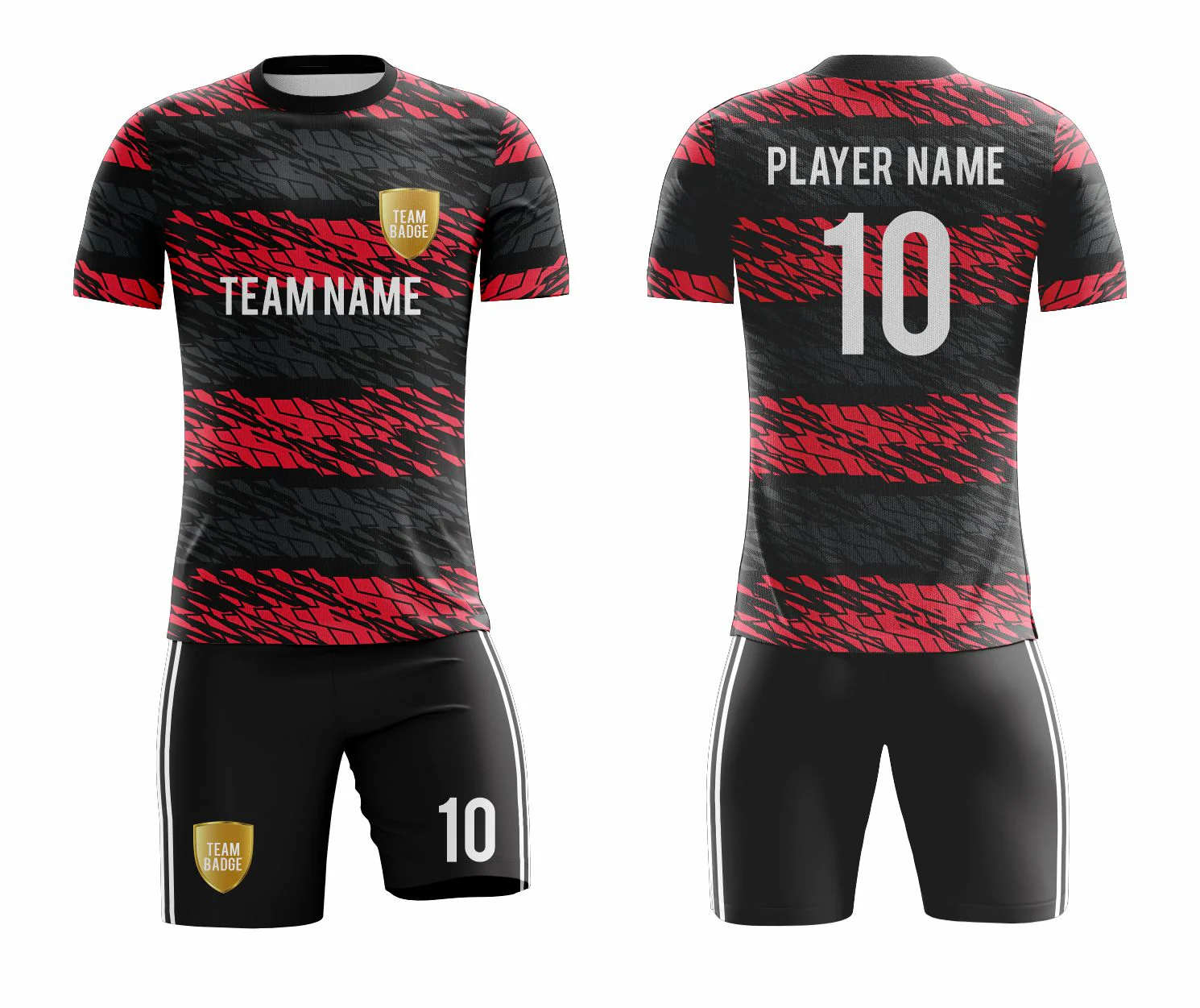 SB 1203 Black/Red Sublimation Custom Soccer Jersey Adult & Youth Unisex - Hipona Sports