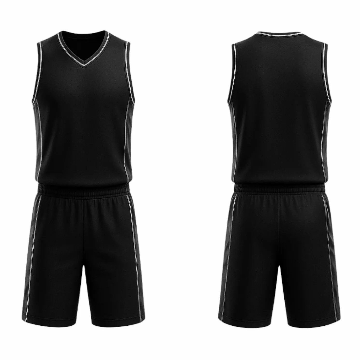BBU-122 Black Customizable Basketball Jersey With Optional Shorts - Hipona Sports