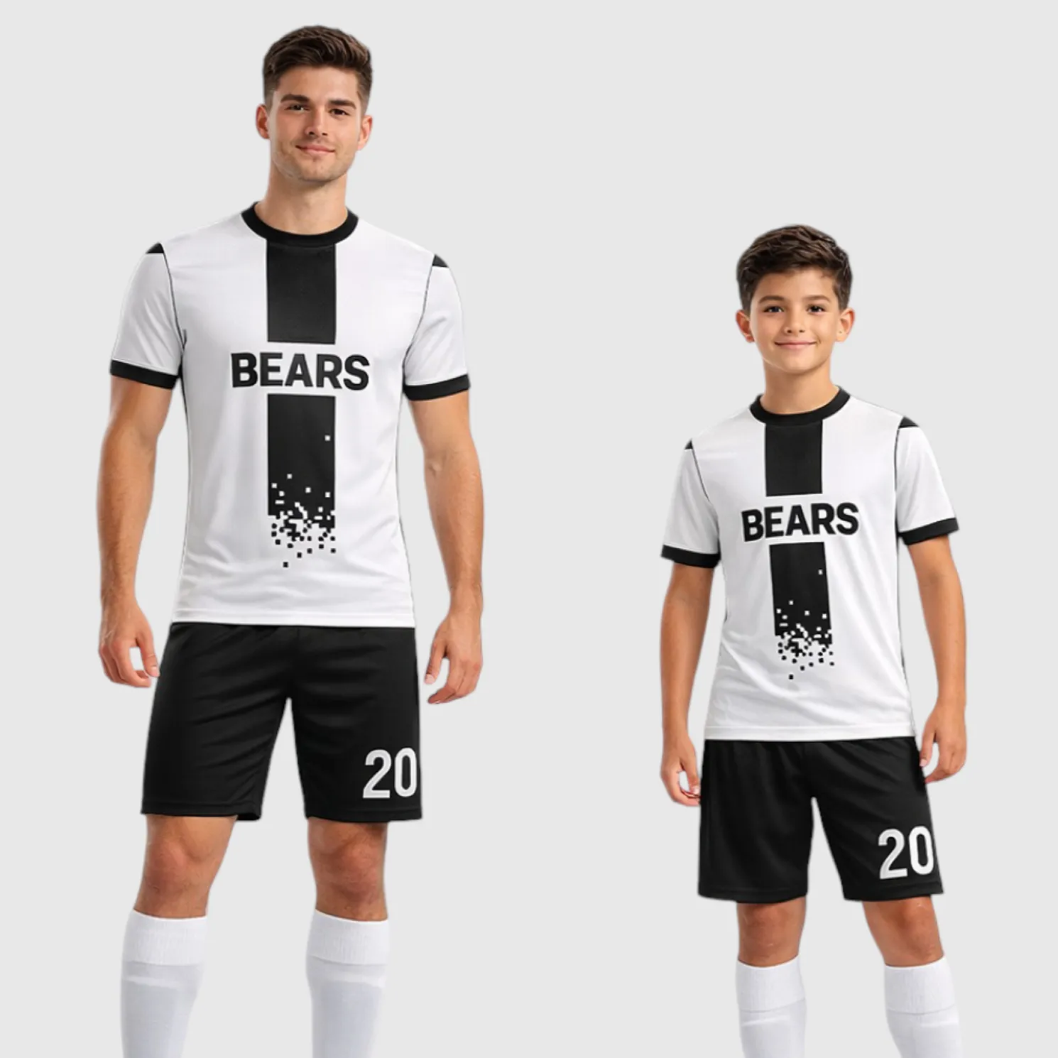 SB 12812 White and Black Sublimation Custom Soccer Jersey Adult & Youth Unisex - Hipona Sports