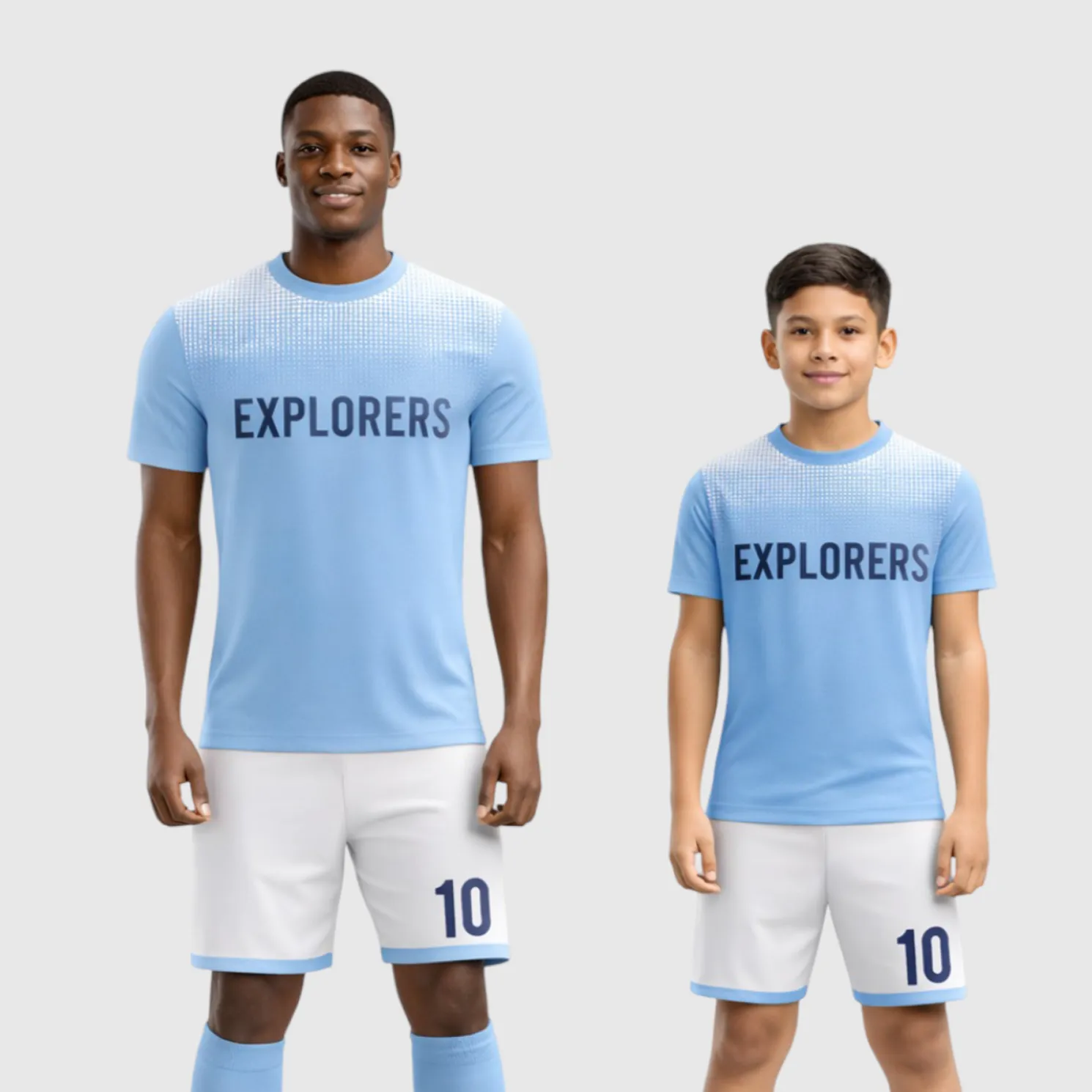 SB 1045 Blue/White Sublimation Custom Soccer Jersey Adult & Youth Unisex - Hipona Sports