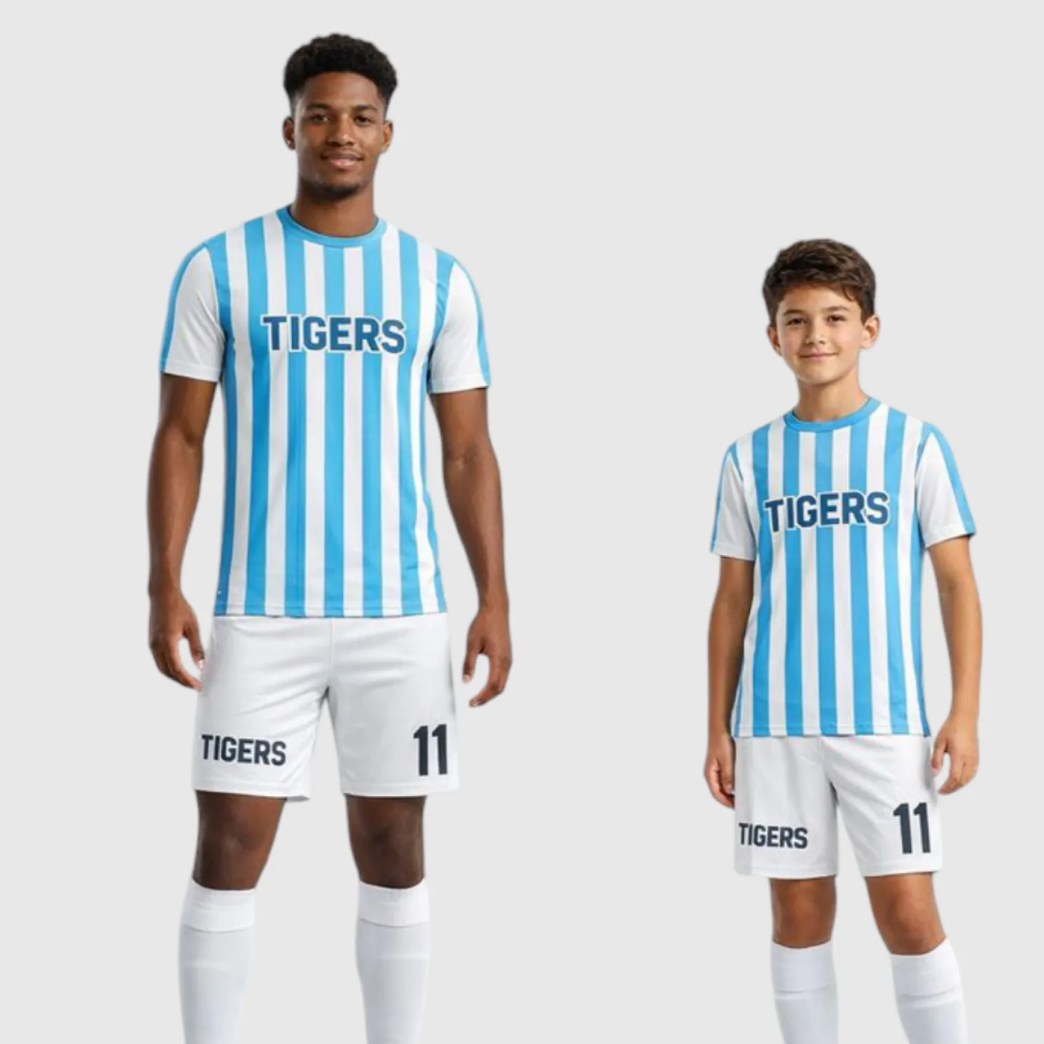 SB 12885 Blue and White Sublimation Custom Soccer Jersey Adult & Youth Unisex - Hipona Sports