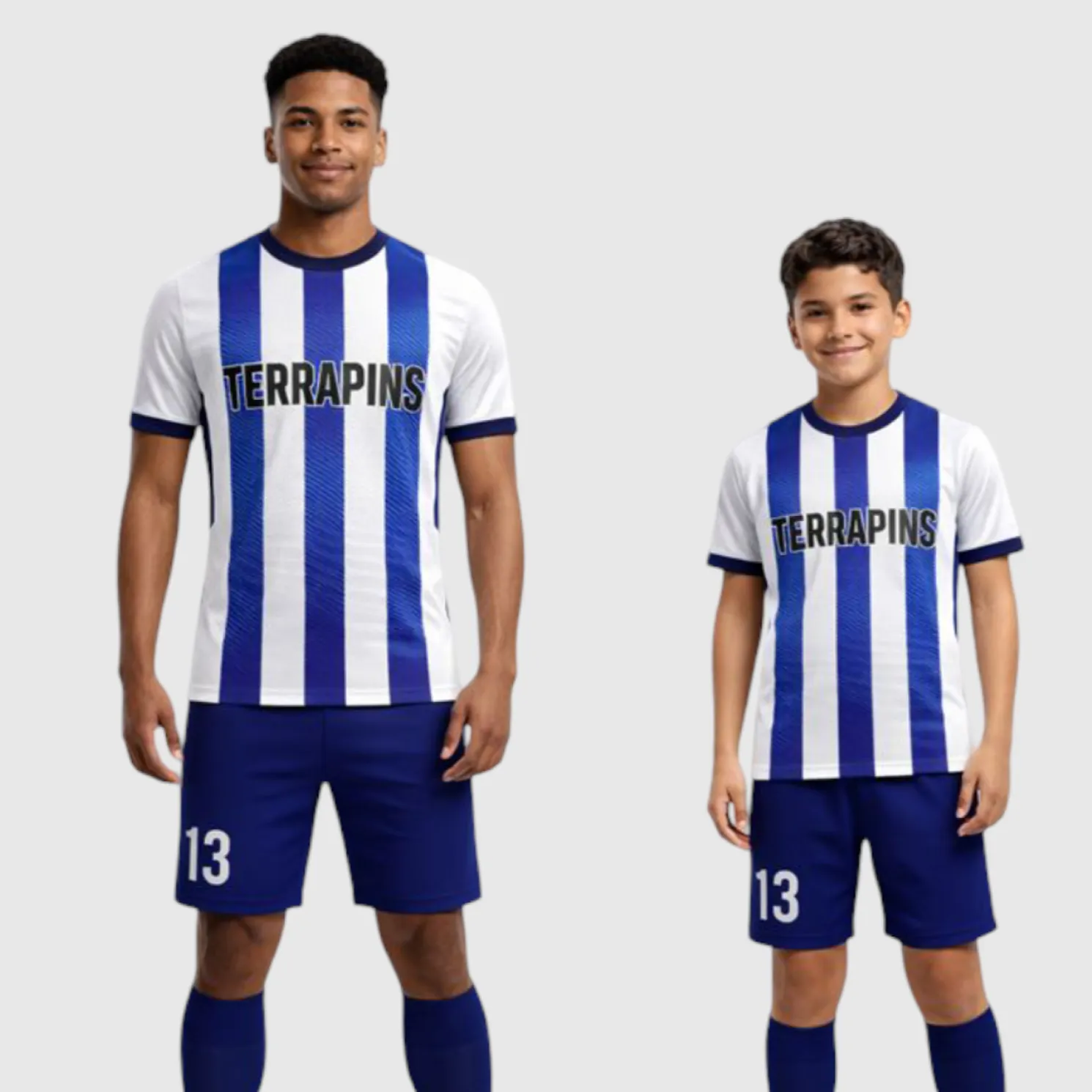SB 1224 Blue/White Sublimation Custom Soccer Jersey Adult & Youth Unisex - Hipona Sports