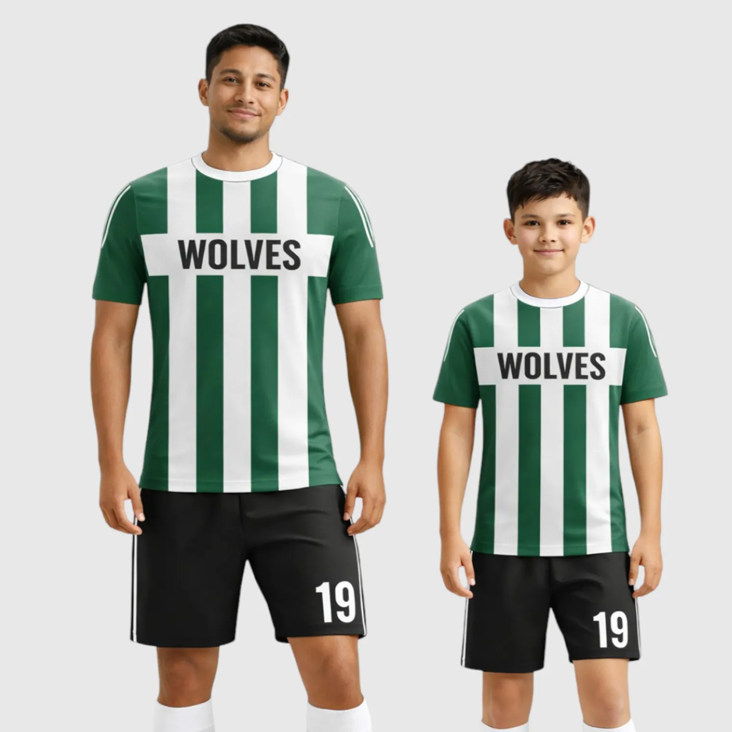 SB 12884 Green, White and Black Sublimation Custom Soccer Jersey Adult & Youth Unisex - Hipona Sports