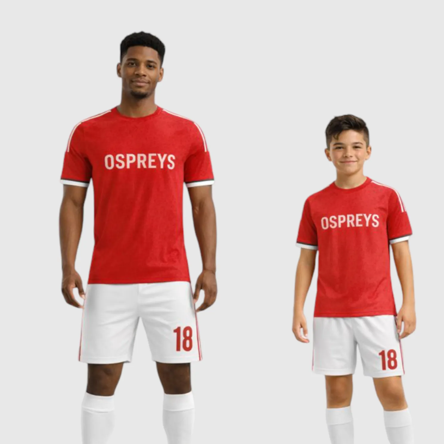 SB 1063 Red/White Sublimation Custom Soccer Jersey Adult & Youth Unisex - Hipona Sports