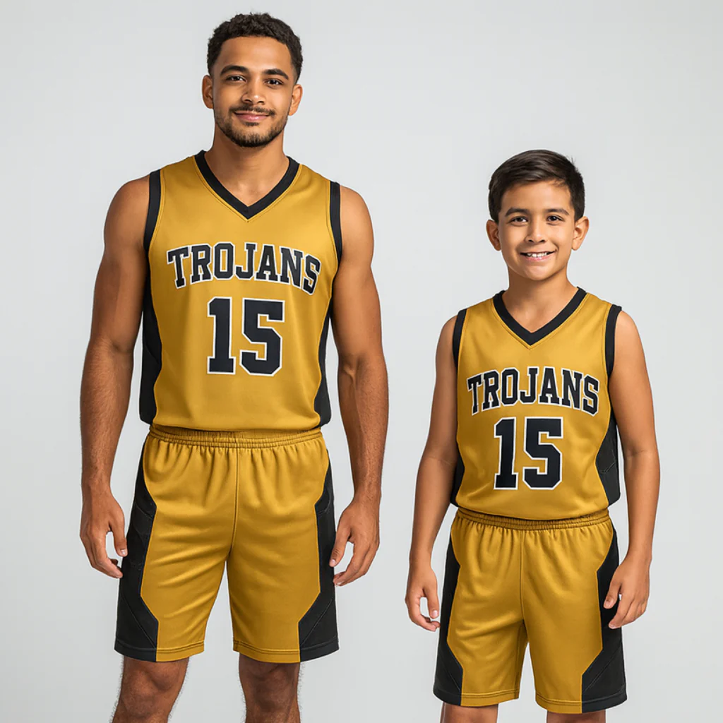 BBU-129 Gold Customizable Basketball Jersey With Optional Shorts - Hipona Sports