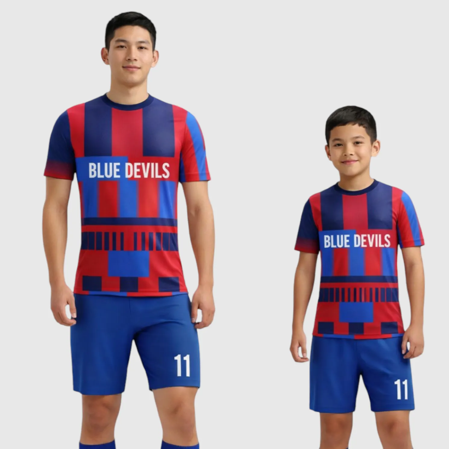 SB 1236 Blue/Red Sublimation Custom Soccer Jersey Adult & Youth Unisex - Hipona Sports