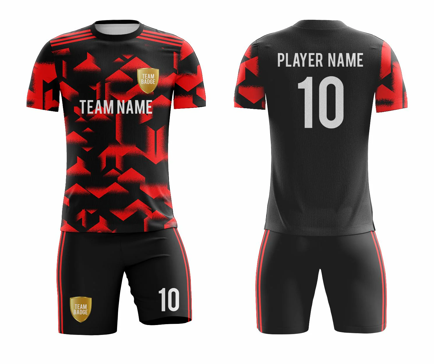 SB 12846 Black and Red Sublimation Custom Soccer Jersey Adult & Youth Unisex - Hipona Sports