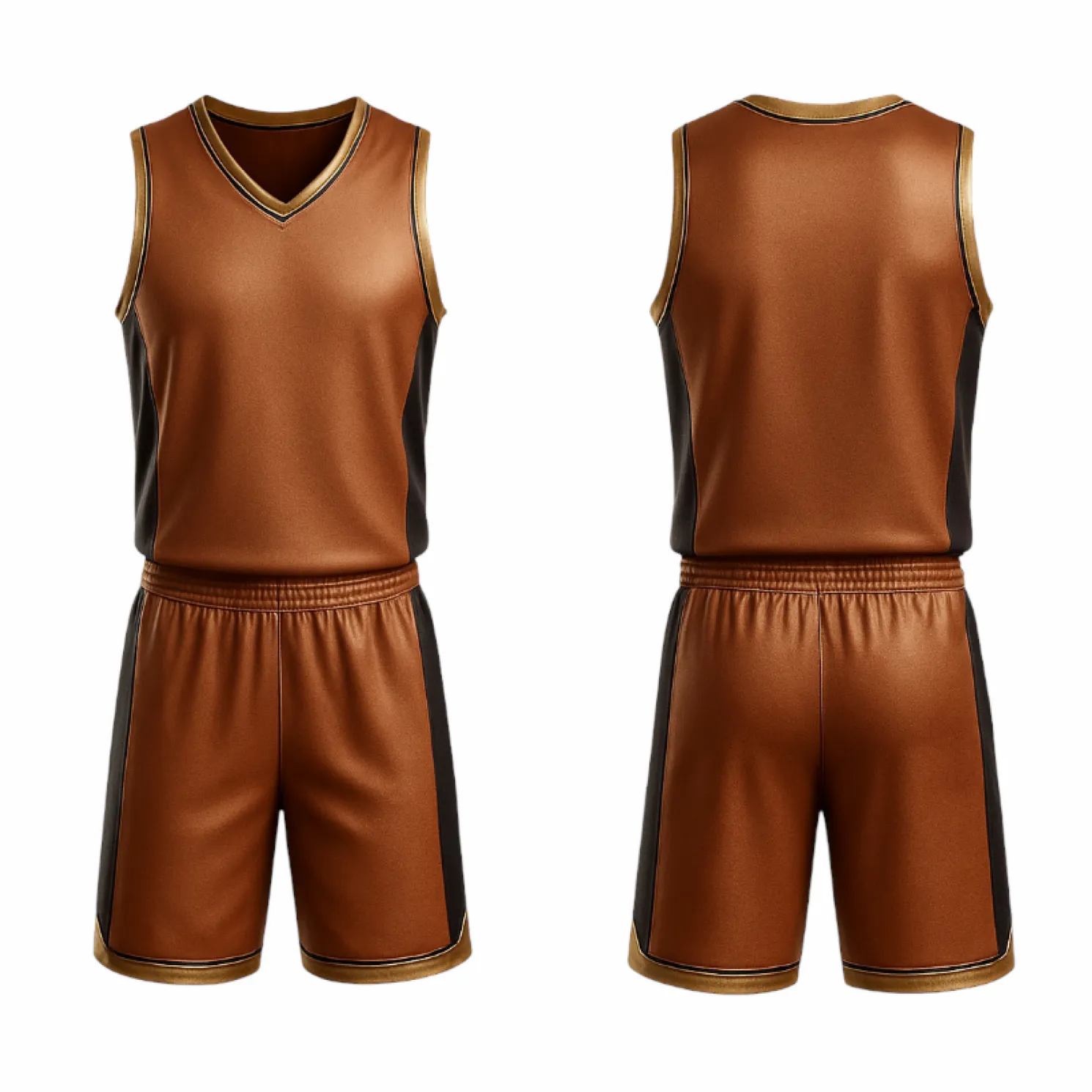 BBU-140 Brown Customizable Basketball Jersey With Optional Shorts - Hipona Sports