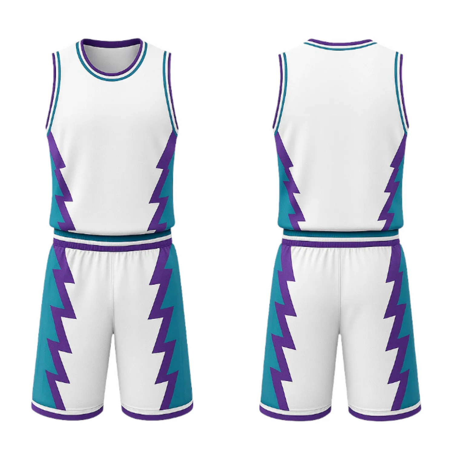 BBU-124 White Customizable Basketball Jersey With Optional Shorts - Hipona Sports