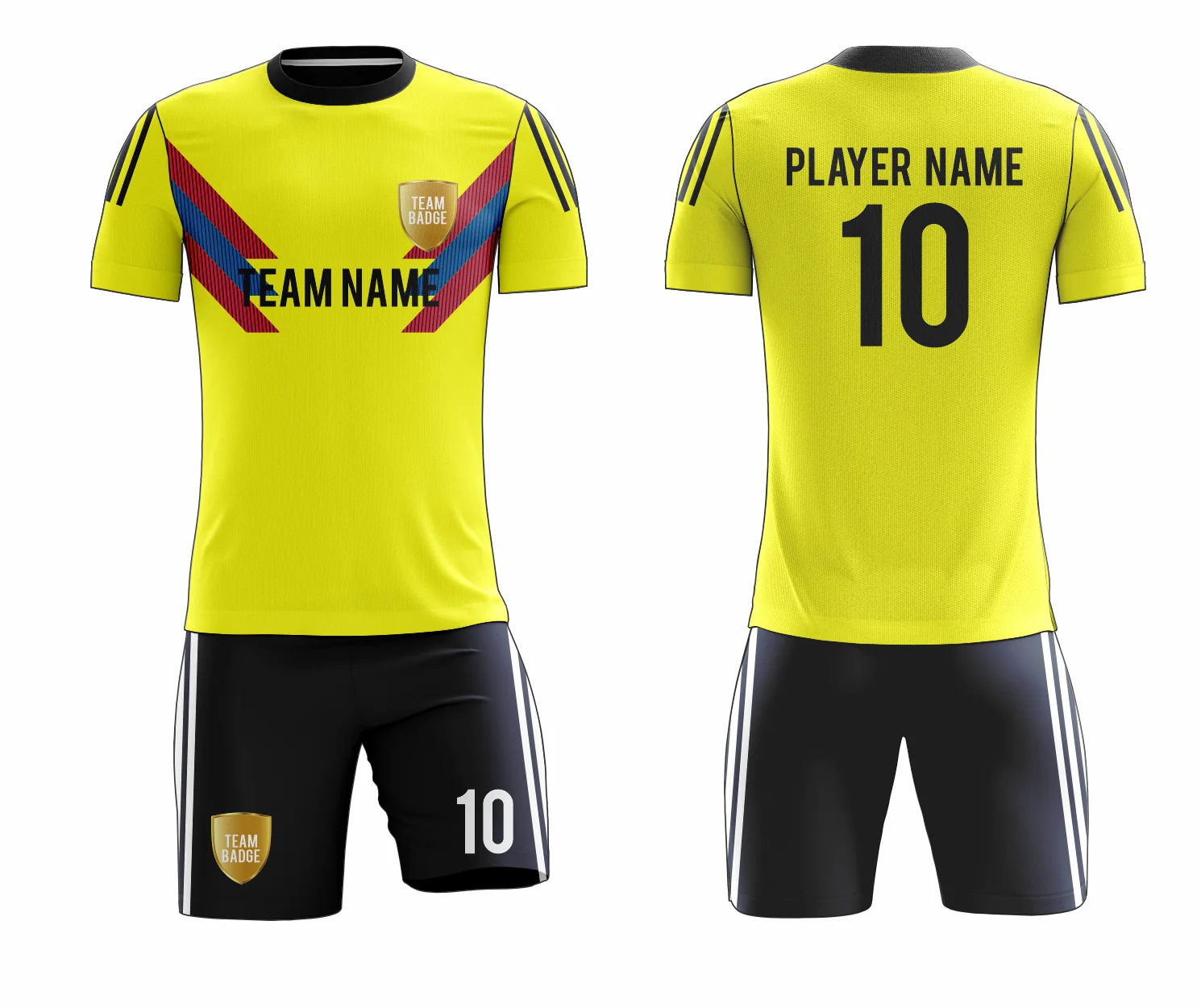 SB 12868 Yellow and Black Sublimation Custom Soccer Jersey Adult & Youth Unisex - Hipona Sports