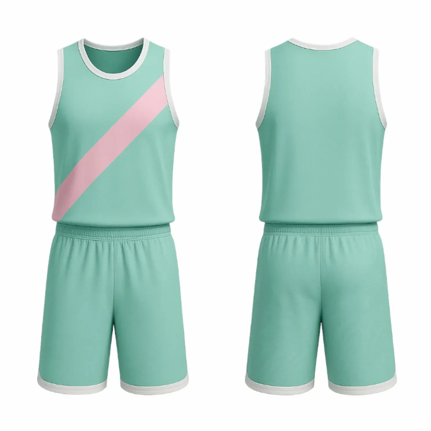 BBU-114 Green Customizable Basketball Jersey With Optional Shorts - Hipona Sports