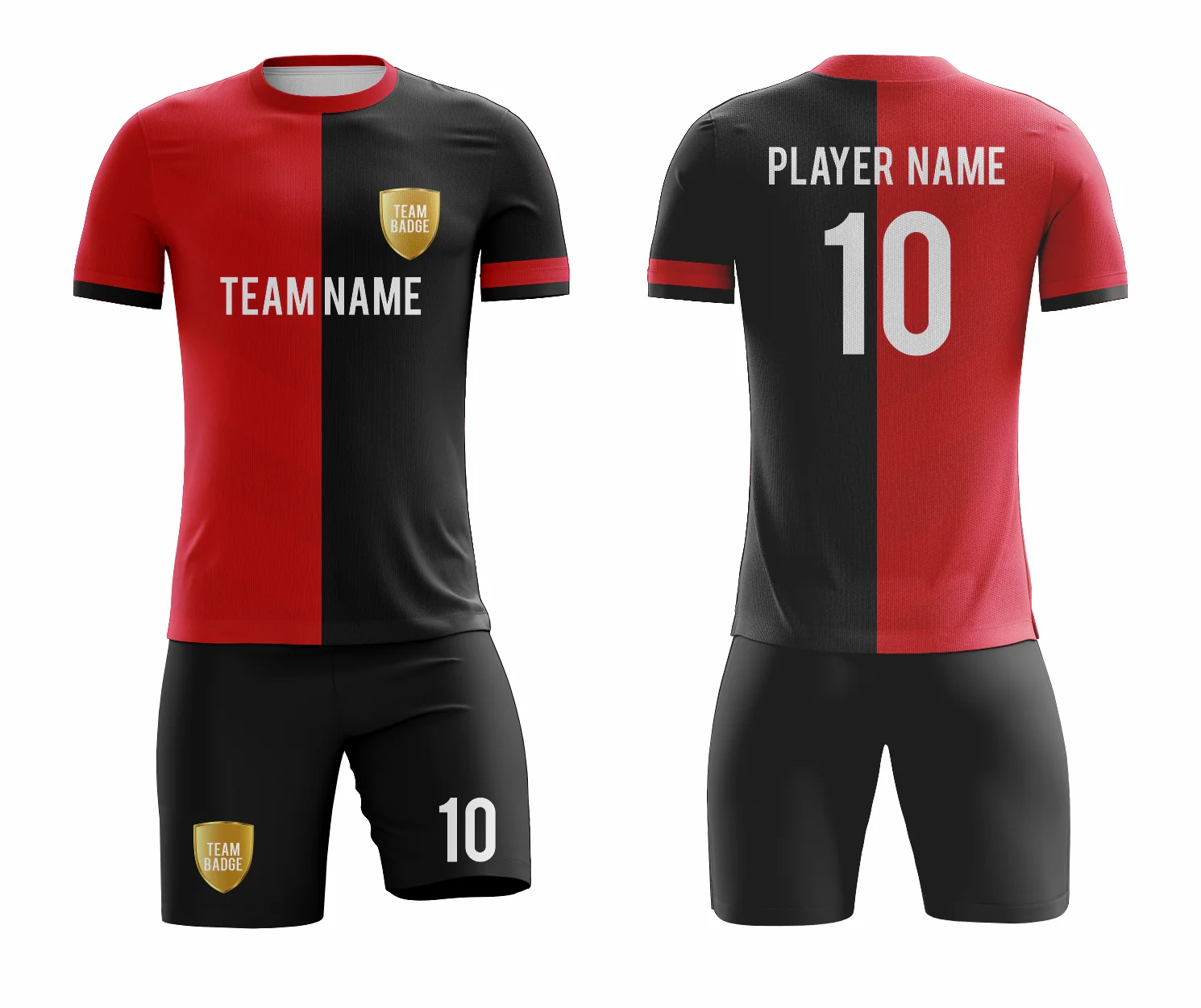 SB 1067 Black/Red Sublimation Custom Soccer Jersey Adult & Youth Unisex - Hipona Sports