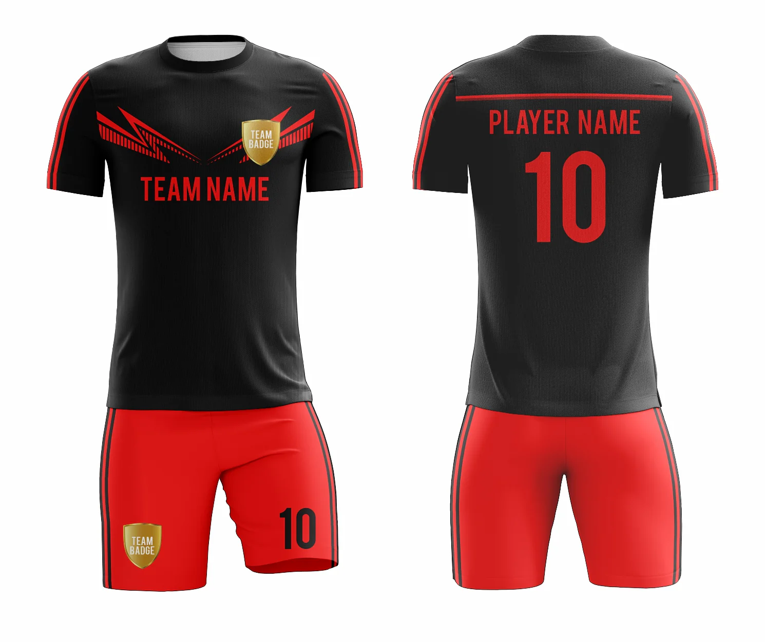 SB 1081 Black/Red Sublimation Custom Soccer Jersey Adult & Youth Unisex - Hipona Sports
