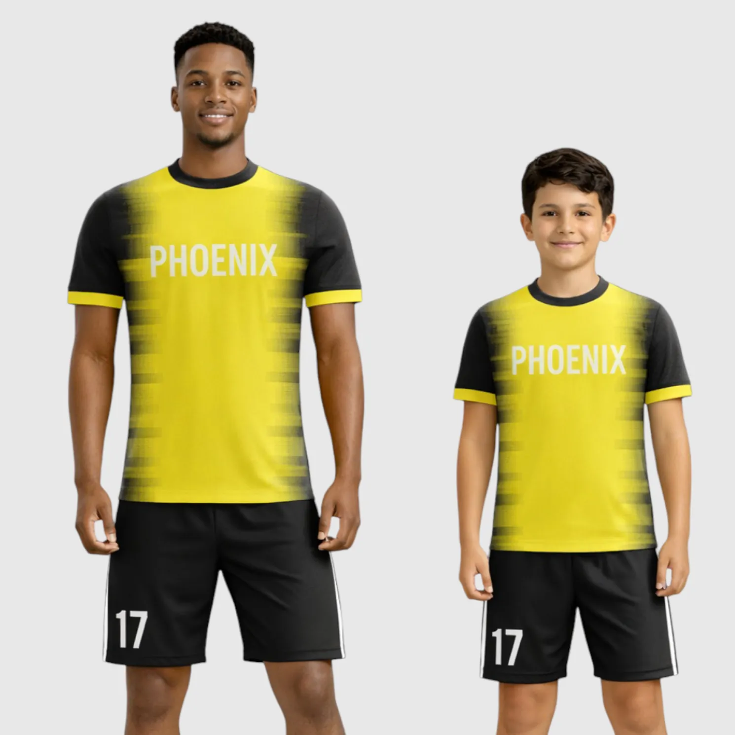 SB 12836 Yellow and Black Sublimation Custom Soccer Jersey Adult & Youth Unisex - Hipona Sports