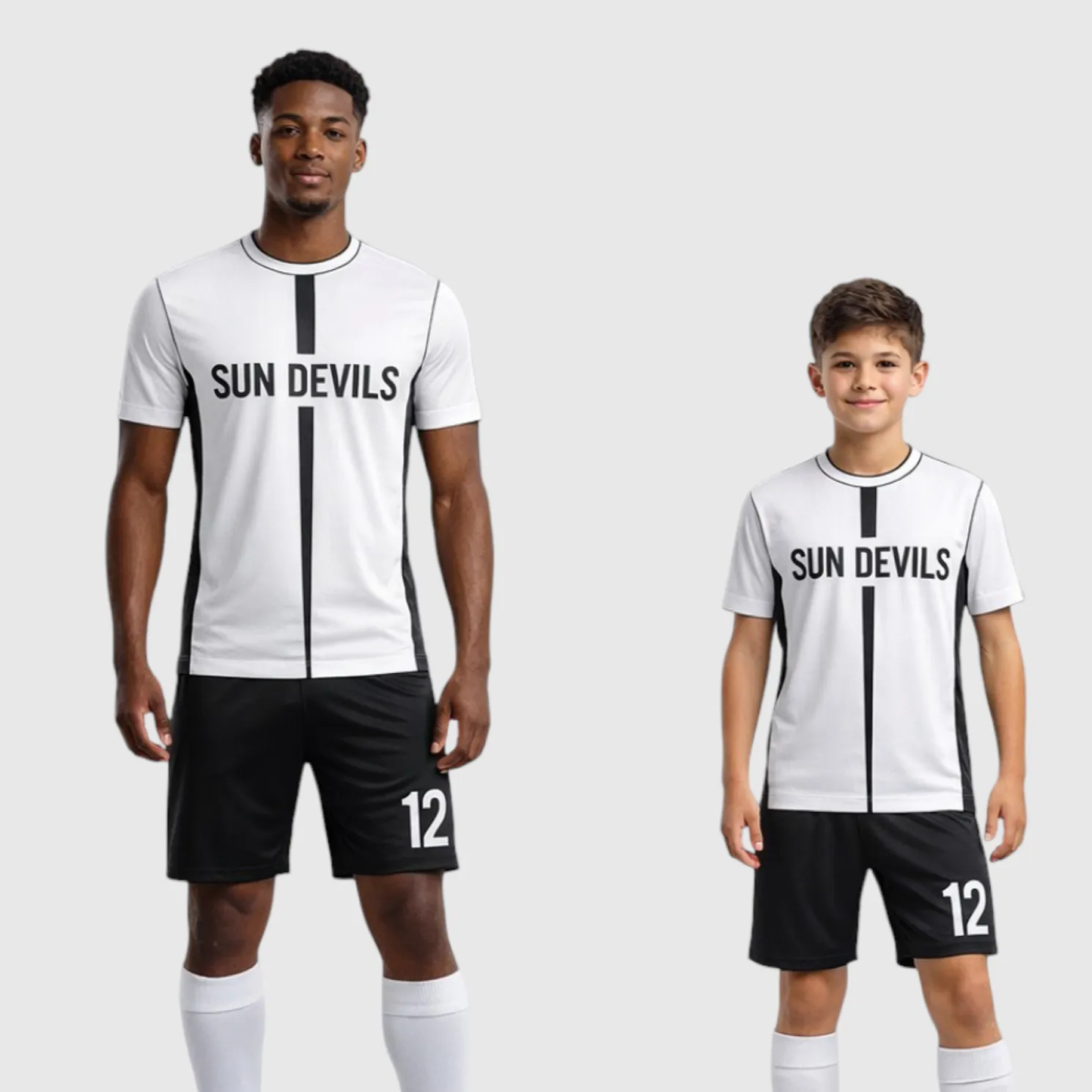 SB 12872 White and Black Sublimation Custom Soccer Jersey Adult & Youth Unisex - Hipona Sports