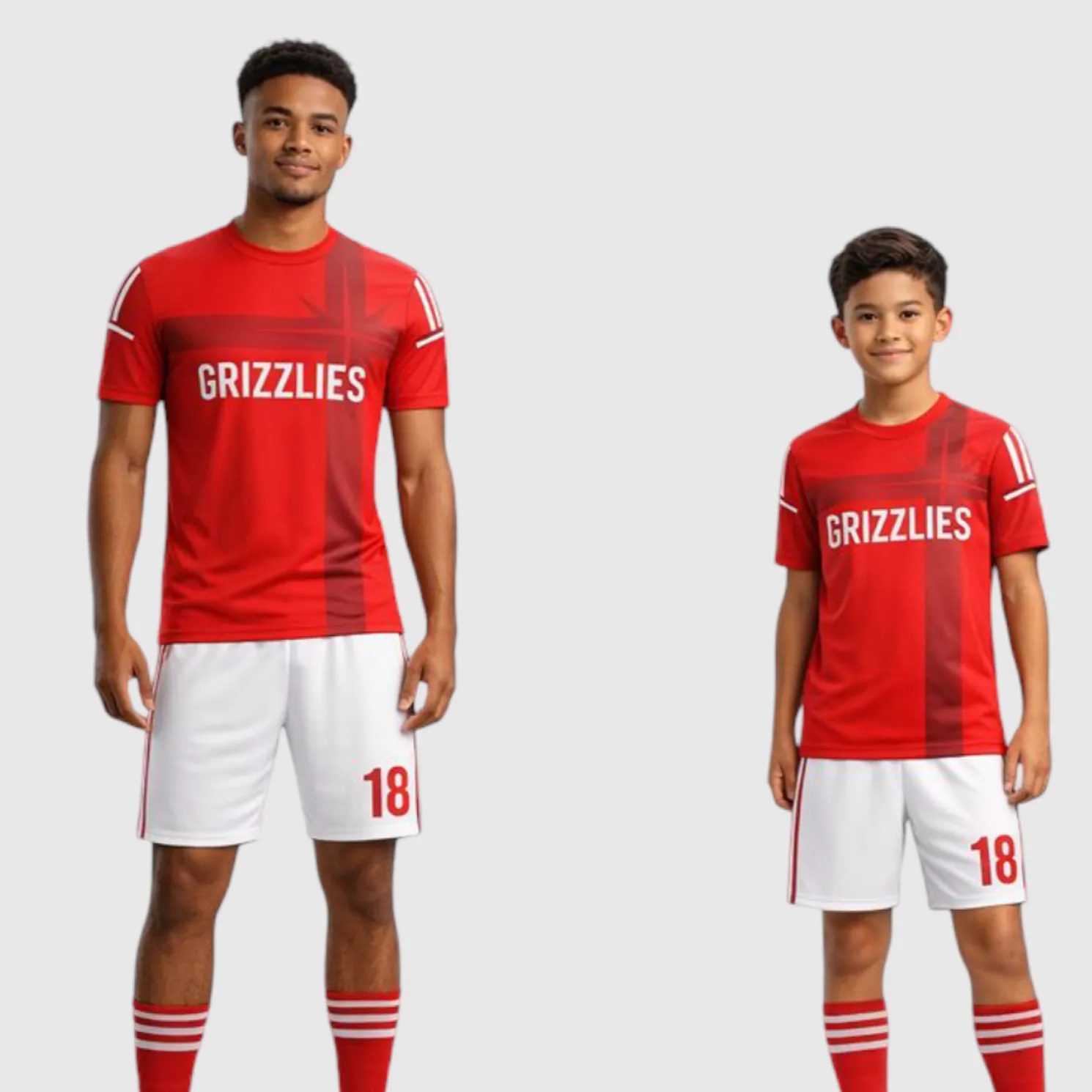 SB 12877 Red and White Sublimation Custom Soccer Jersey Adult & Youth Unisex - Hipona Sports