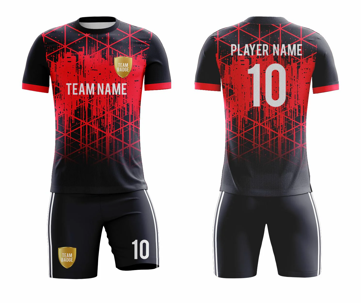 SB 1088 Black/Red Sublimation Custom Soccer Jersey Adult & Youth Unisex - Hipona Sports