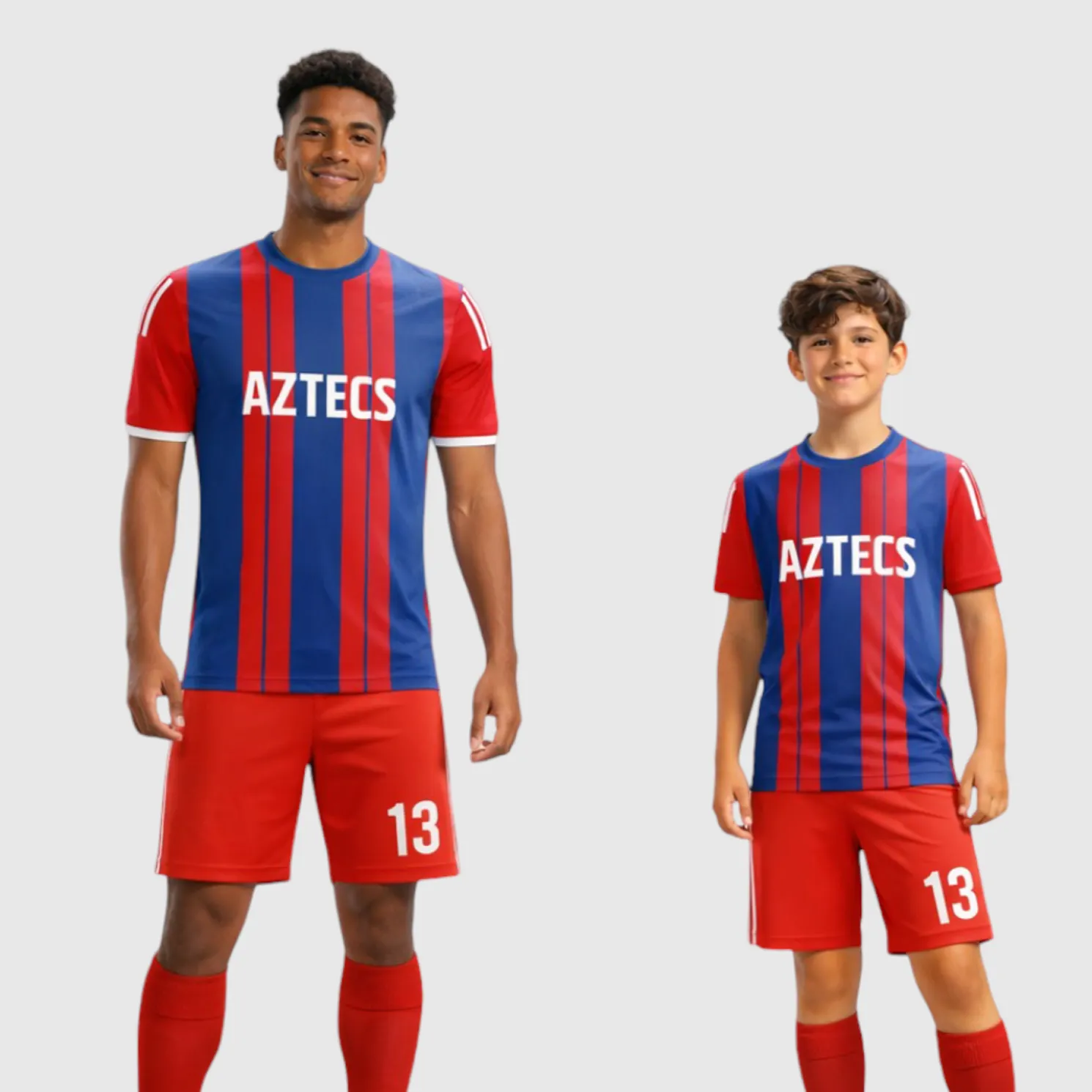 SB 12855 Red and Blue Sublimation Custom Soccer Jersey Adult & Youth Unisex - Hipona Sports