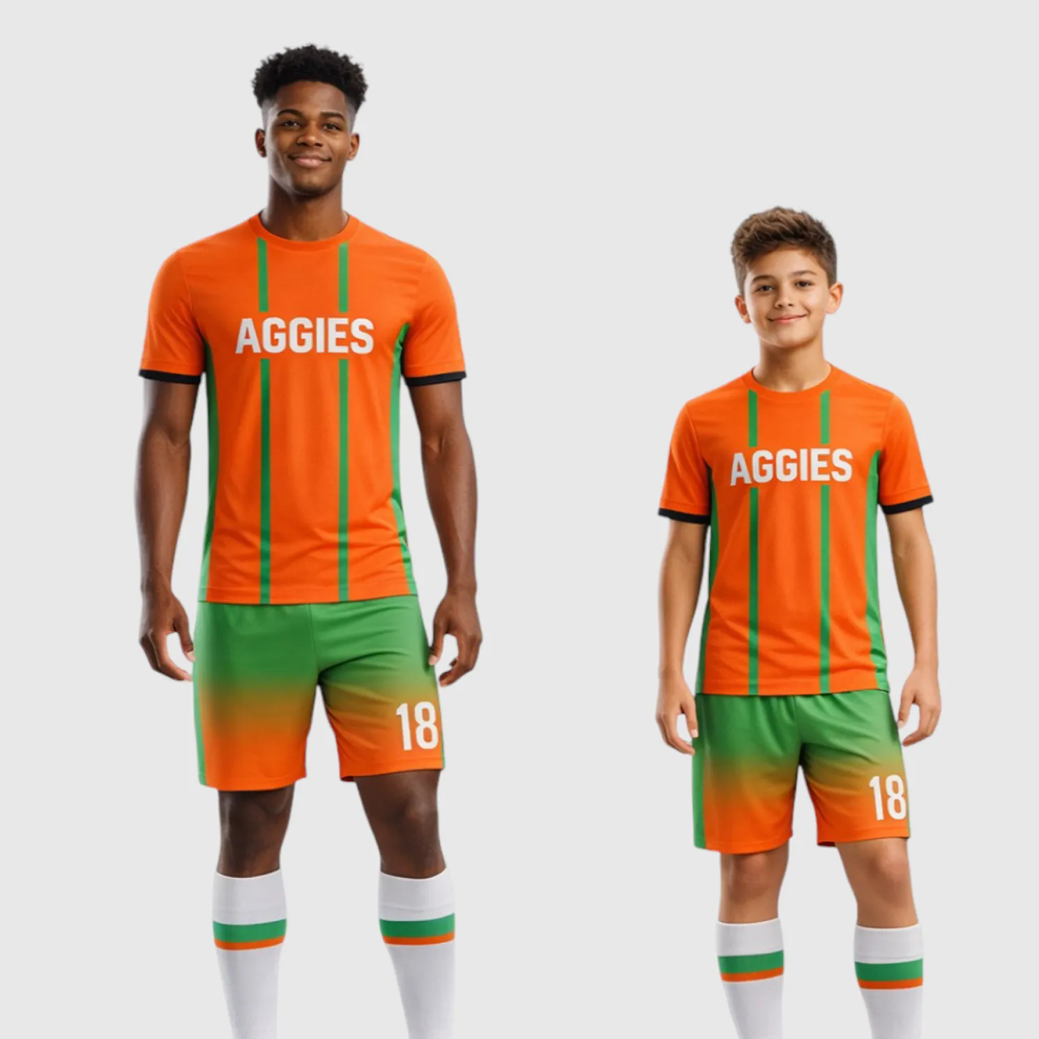 SB 1156 Orange/Green Sublimation Custom Soccer Jersey Adult & Youth Unisex - Hipona Sports