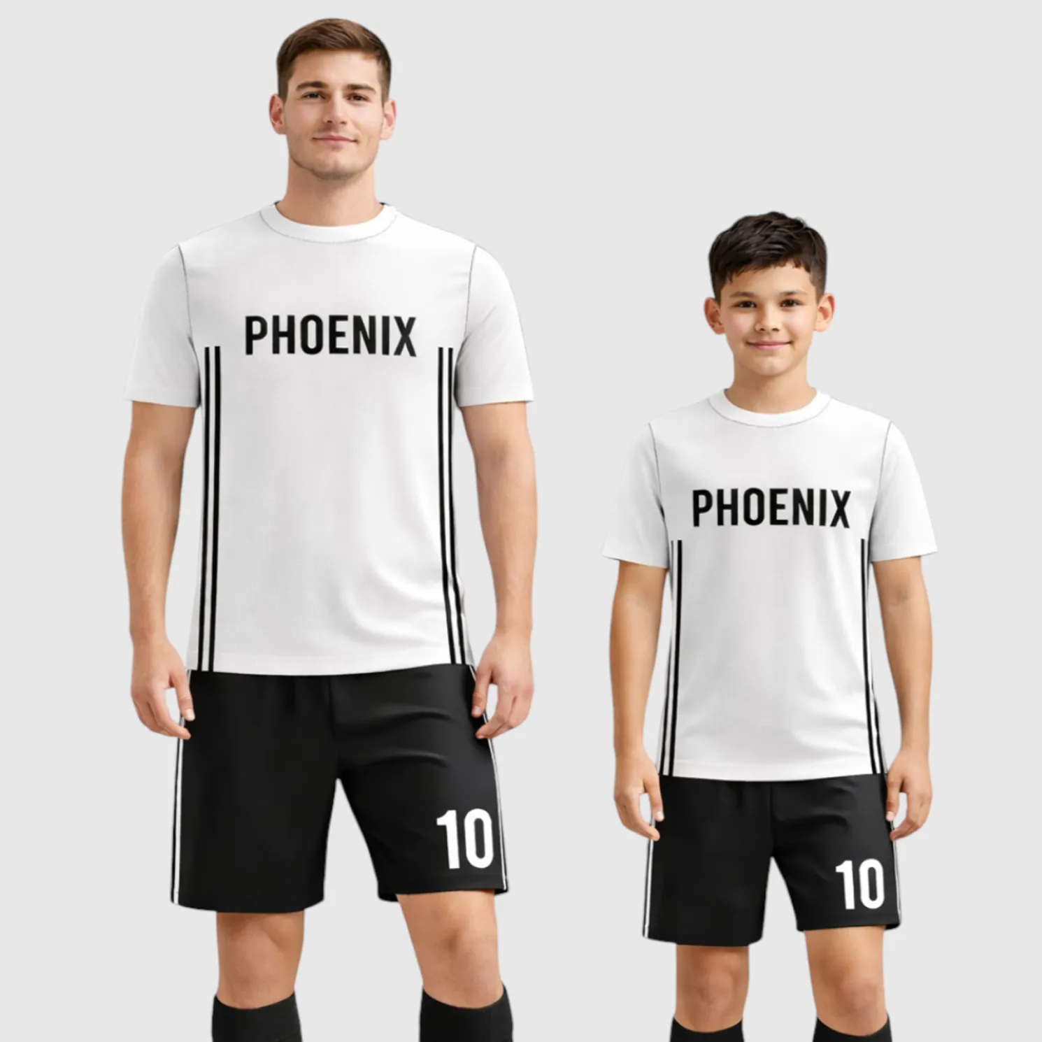 SB 12875 White and Black Sublimation Custom Soccer Jersey Adult & Youth Unisex - Hipona Sports