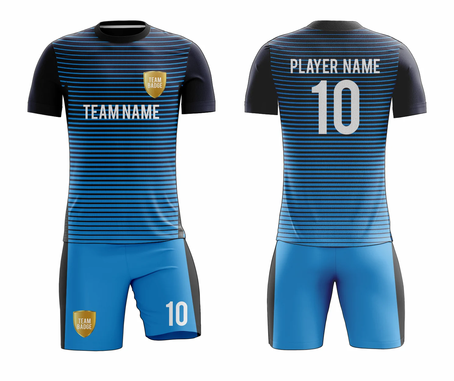 SB 12888 Blue and Black Sublimation Custom Soccer Jersey Adult & Youth Unisex - Hipona Sports