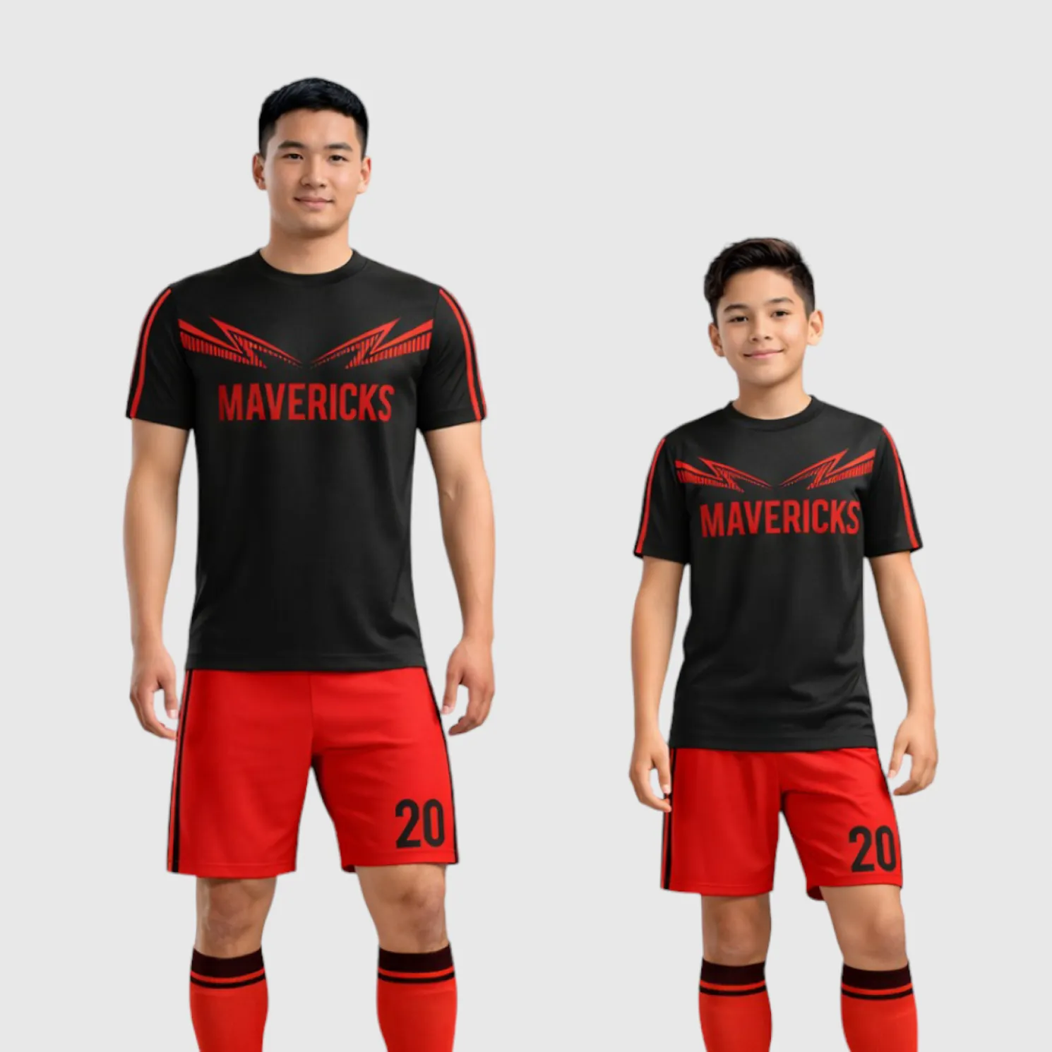 SB 1081 Black/Red Sublimation Custom Soccer Jersey Adult & Youth Unisex - Hipona Sports