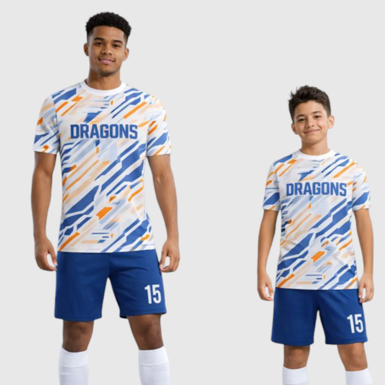 SB 1222 White/Blue Sublimation Custom Soccer Jersey Adult & Youth Unisex - Hipona Sports