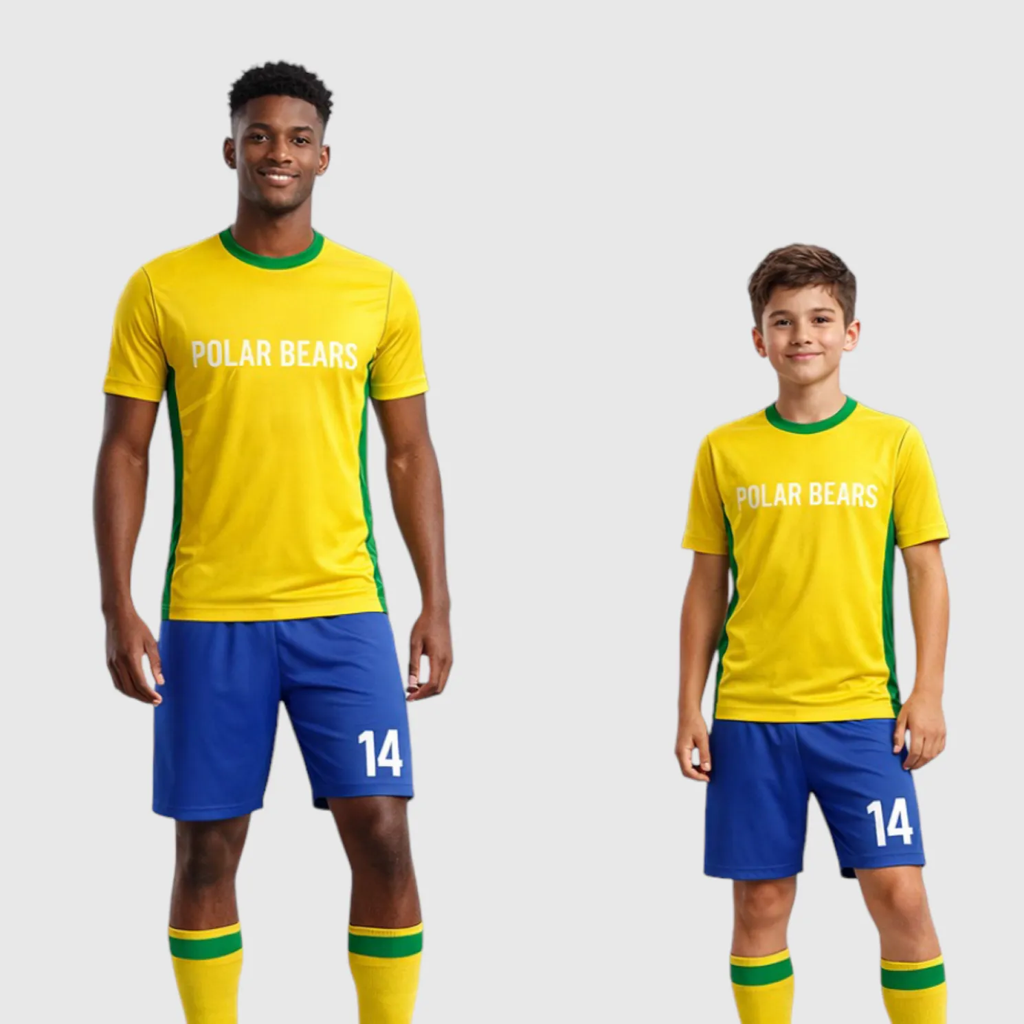 SB 12850 Yellow and Blue Sublimation Custom Soccer Jersey Adult & Youth Unisex - Hipona Sports