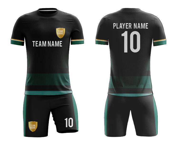 SB 12854 Black and Green Sublimation Custom Soccer Jersey Adult & Youth Unisex - Hipona Sports
