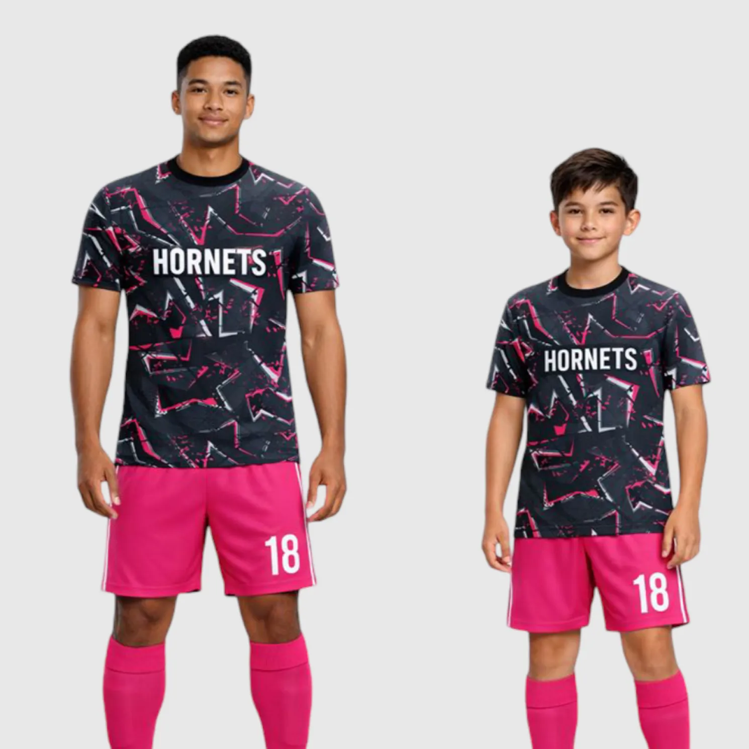 SB 1230 Pink/Black Sublimation Custom Soccer Jersey Adult & Youth Unisex - Hipona Sports
