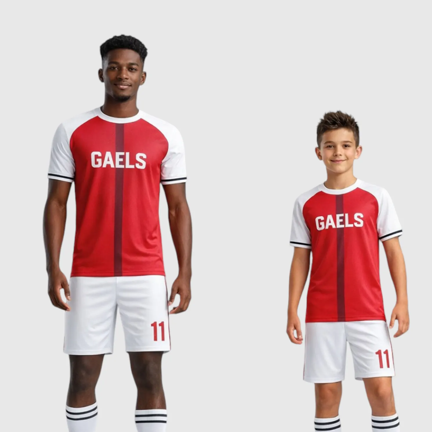 SB 1147 Red/White Sublimation Custom Soccer Jersey Adult & Youth Unisex - Hipona Sports