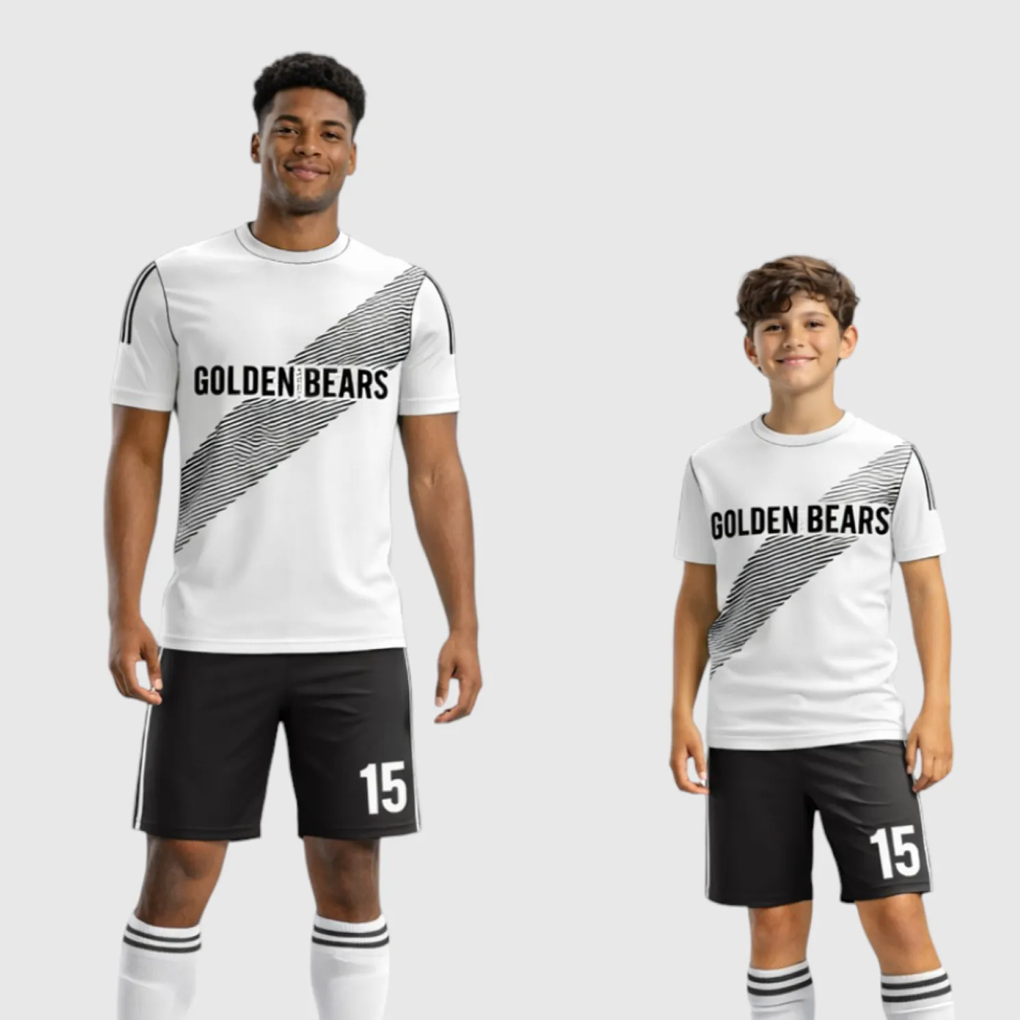 SB 12849 White and Black Sublimation Custom Soccer Jersey Adult & Youth Unisex - Hipona Sports