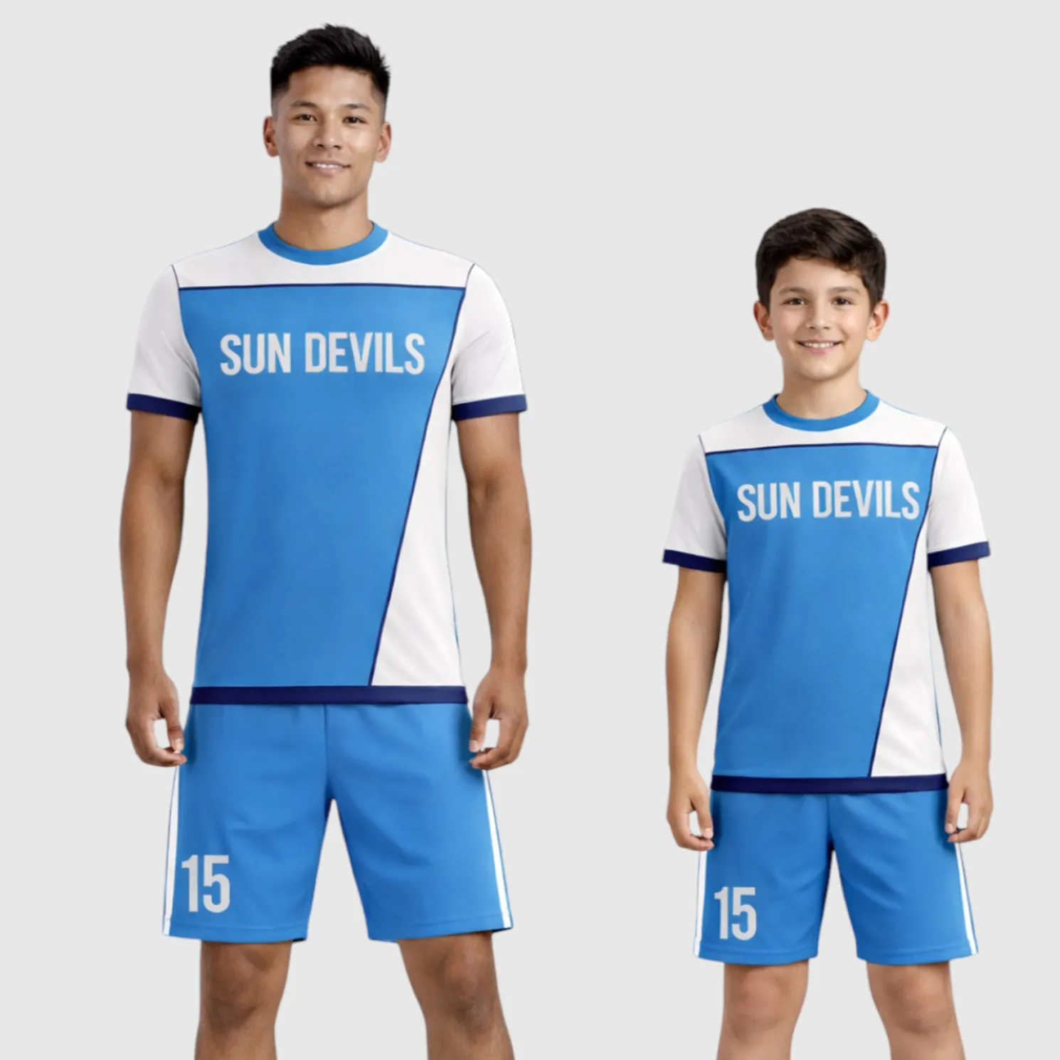 SB 12834 Blue and White Sublimation Custom Soccer Jersey Adult & Youth Unisex - Hipona Sports