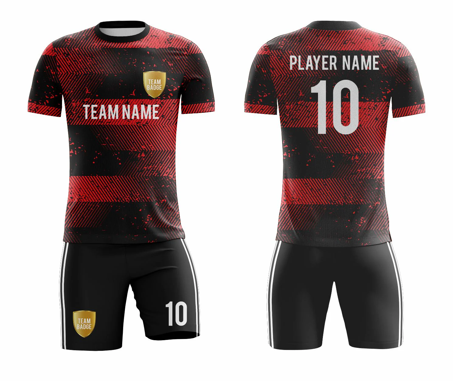 SB 1201 Black/Red Sublimation Custom Soccer Jersey Adult & Youth Unisex - Hipona Sports