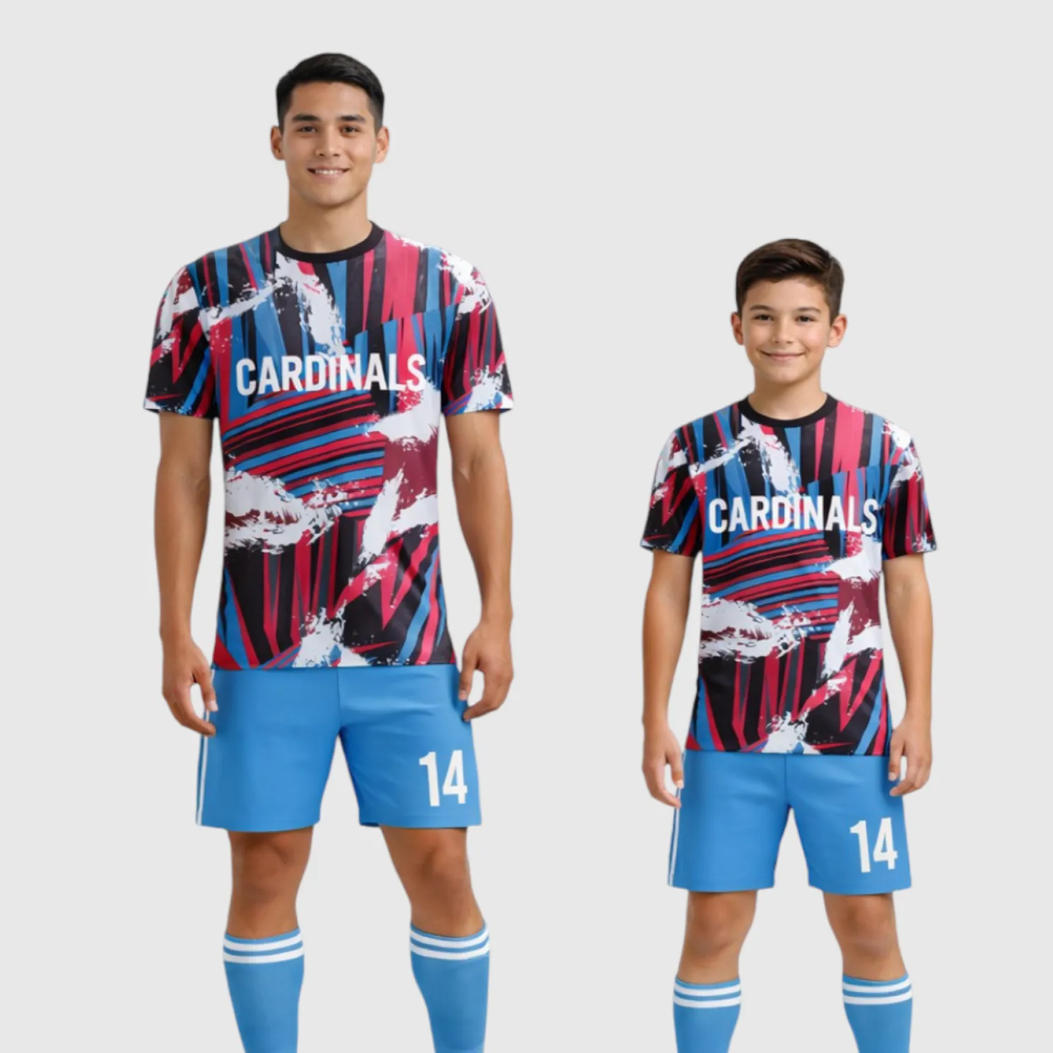 SB 1213 Blue/Red/Black Sublimation Custom Soccer Jersey Adult & Youth Unisex - Hipona Sports