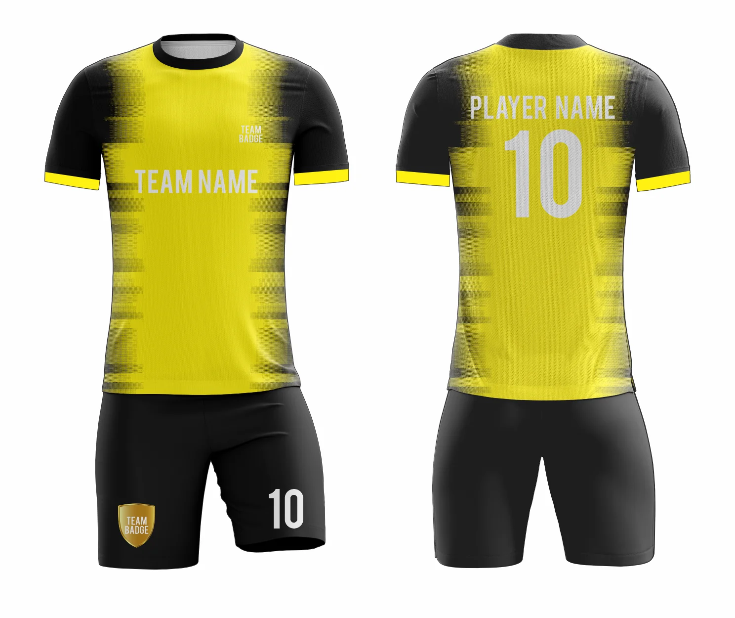 SB 12836 Yellow and Black Sublimation Custom Soccer Jersey Adult & Youth Unisex - Hipona Sports
